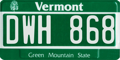 VT license plate DWH868