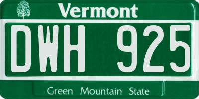 VT license plate DWH925