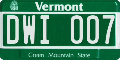 VT license plate DWI007