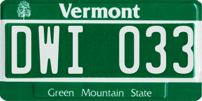 VT license plate DWI033