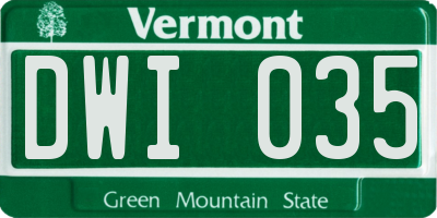 VT license plate DWI035