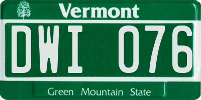 VT license plate DWI076