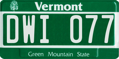 VT license plate DWI077