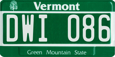 VT license plate DWI086