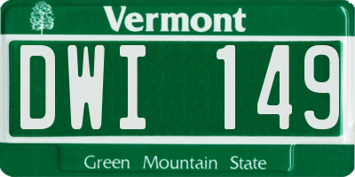 VT license plate DWI149