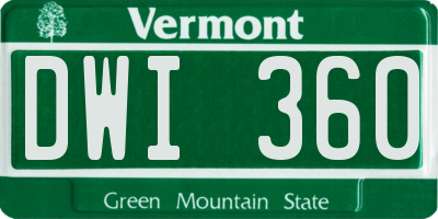 VT license plate DWI360