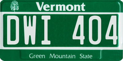 VT license plate DWI404