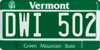 VT license plate DWI502
