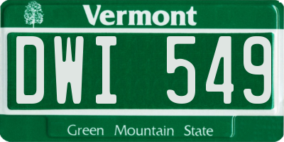 VT license plate DWI549