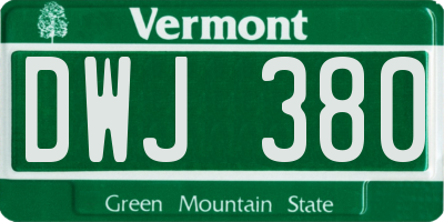 VT license plate DWJ380