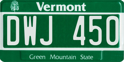 VT license plate DWJ450