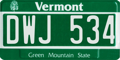 VT license plate DWJ534