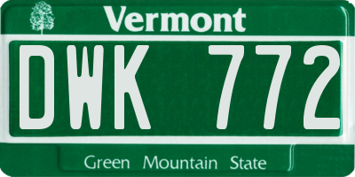 VT license plate DWK772