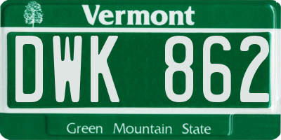 VT license plate DWK862