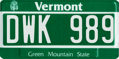 VT license plate DWK989