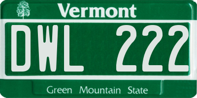 VT license plate DWL222