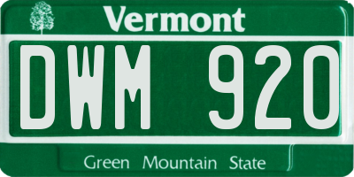 VT license plate DWM920