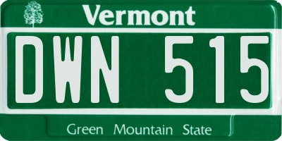 VT license plate DWN515