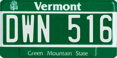 VT license plate DWN516