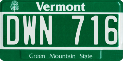 VT license plate DWN716