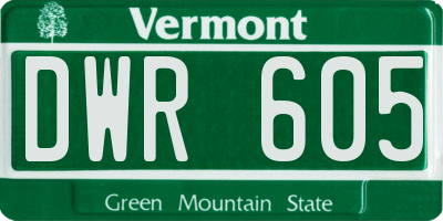 VT license plate DWR605