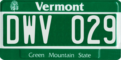 VT license plate DWV029