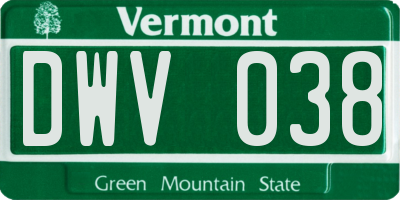VT license plate DWV038