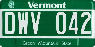 VT license plate DWV042
