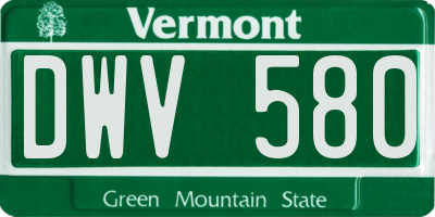 VT license plate DWV580