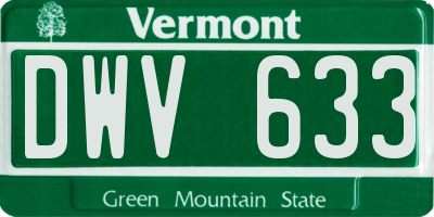 VT license plate DWV633