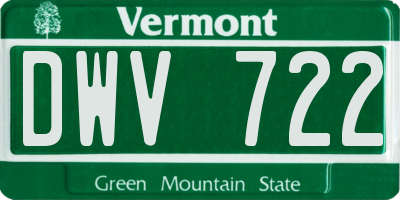 VT license plate DWV722
