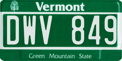 VT license plate DWV849