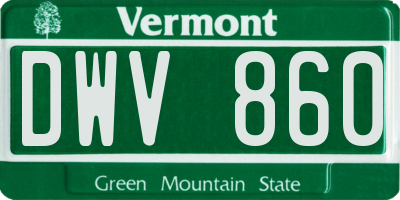 VT license plate DWV860