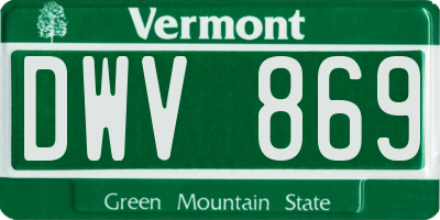 VT license plate DWV869