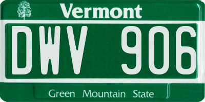 VT license plate DWV906