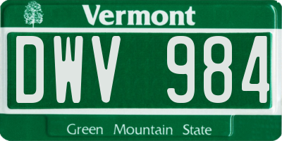 VT license plate DWV984