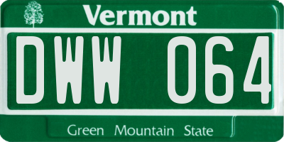 VT license plate DWW064