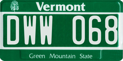 VT license plate DWW068