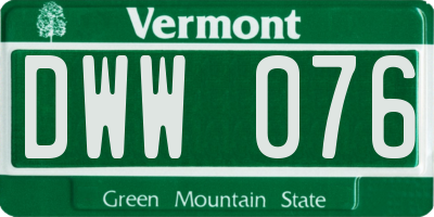 VT license plate DWW076