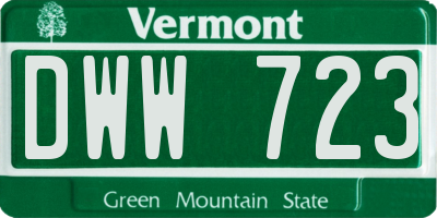 VT license plate DWW723