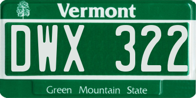 VT license plate DWX322