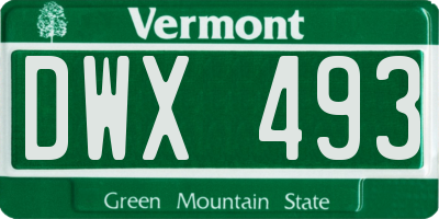 VT license plate DWX493