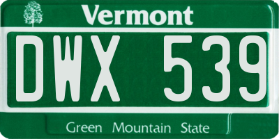 VT license plate DWX539