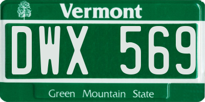 VT license plate DWX569