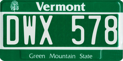 VT license plate DWX578