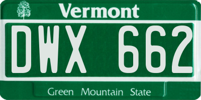 VT license plate DWX662
