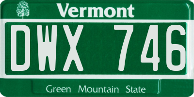 VT license plate DWX746