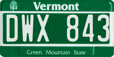 VT license plate DWX843