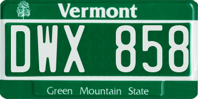VT license plate DWX858