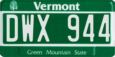 VT license plate DWX944